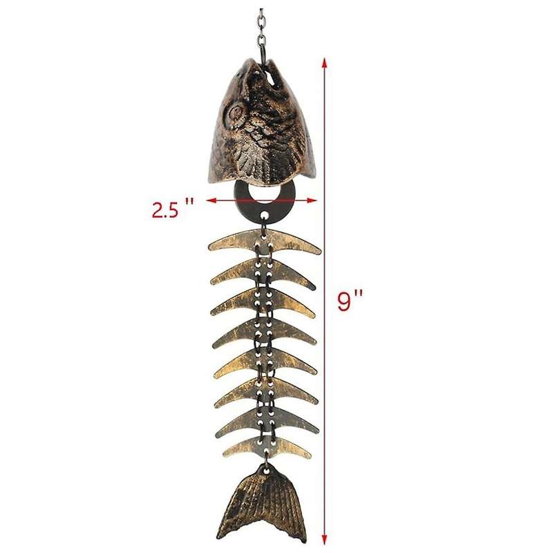 2pcs Fish Windchime,fish Skeleton Windchime,fish Bone Cast Iron Wind Chimes Vintage Metal Wind Chime