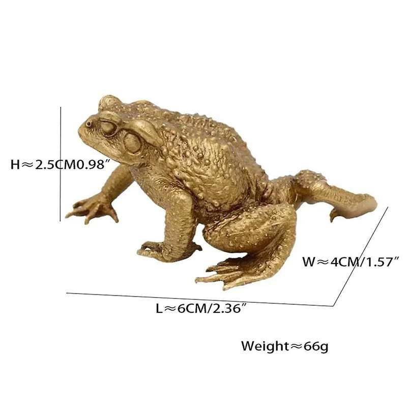 2Pcs Feng Shui Copper Pocket Money Frog Fortune Brass Toad Figurin Chinese Coin Metal Craft Home Dec