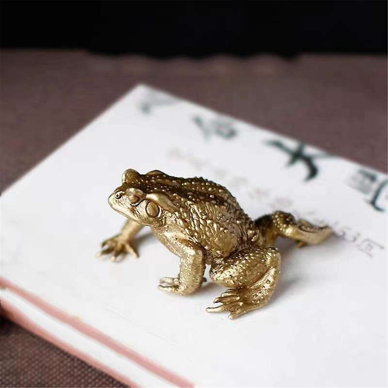 2Pcs Feng Shui Copper Pocket Money Frog Fortune Brass Toad Figurin Chinese Coin Metal Craft Home Dec