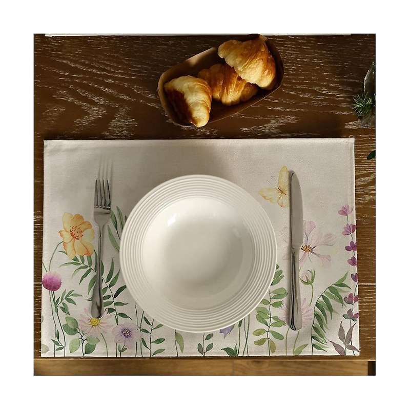 2pcs Flower Butterfly Spring Table Runner, Seasonal Summer Kitchen Table Decoration Indoor Holiday