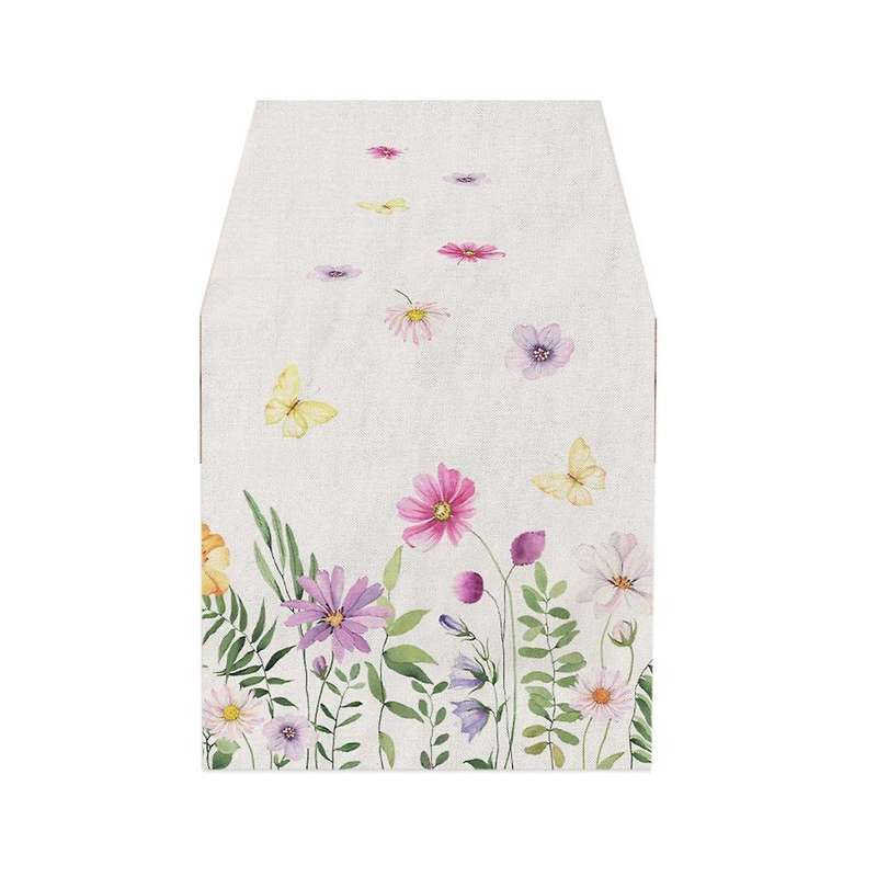 2pcs Flower Butterfly Spring Table Runner, Seasonal Summer Kitchen Table Decoration Indoor Holiday