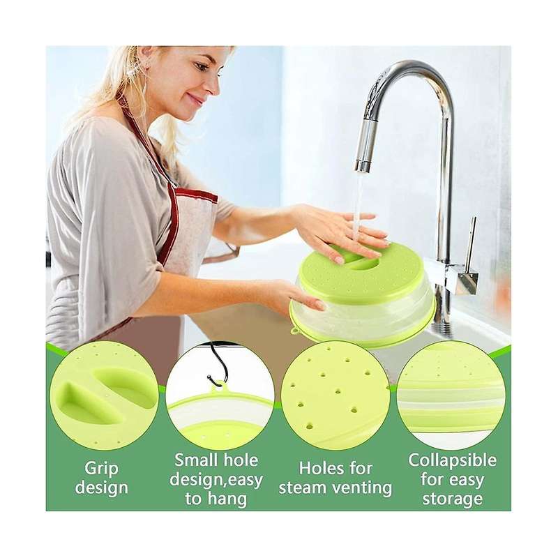 2pcs Foldable Microwave Covers with Strainer for The Microwave, Prevents Splashing,also As Vegetabl