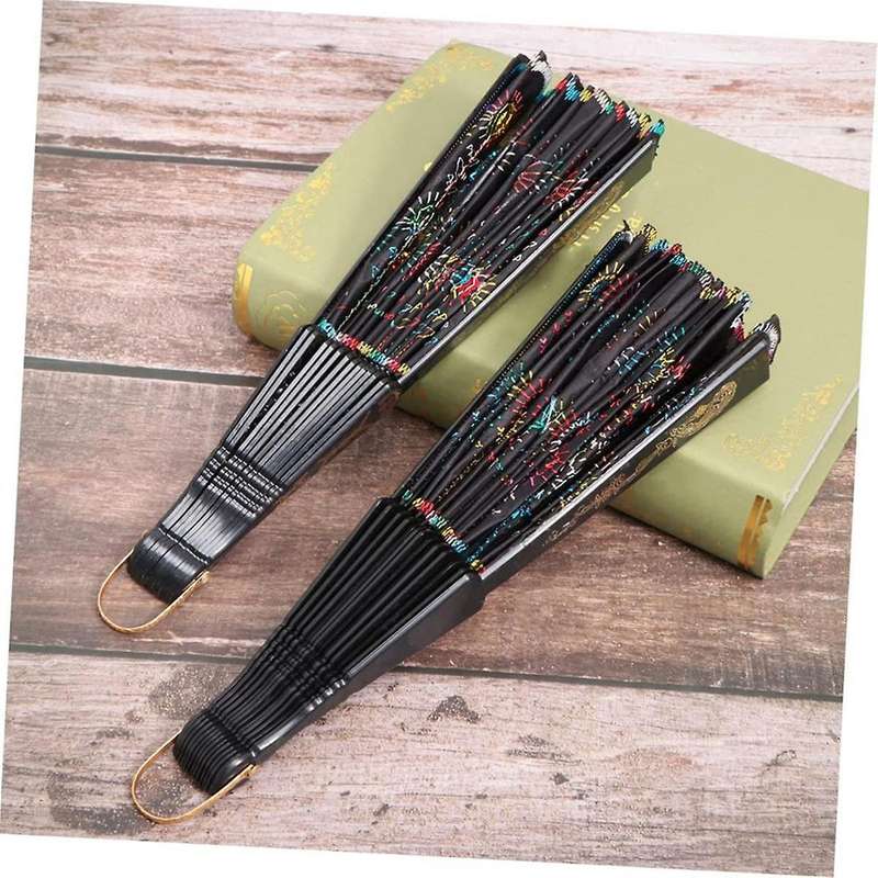 2pcs Folding Fans Handheld Folding Fans Spanish Floral Folding Hand Fans Gift Glitter Floral Fan Gi