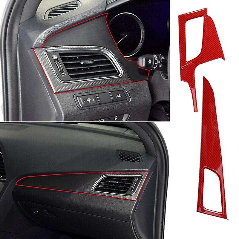 2Pcs for 2015-2017 Red Carbon Fiber Side Dash L&R A/C Air Conditioner Outlet Vent Cover Panel Trim
