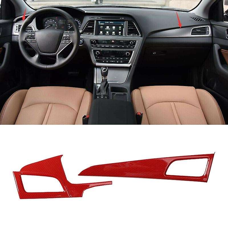 2Pcs for 2015-2017 Red Carbon Fiber Side Dash L&R A/C Air Conditioner Outlet Vent Cover Panel Trim