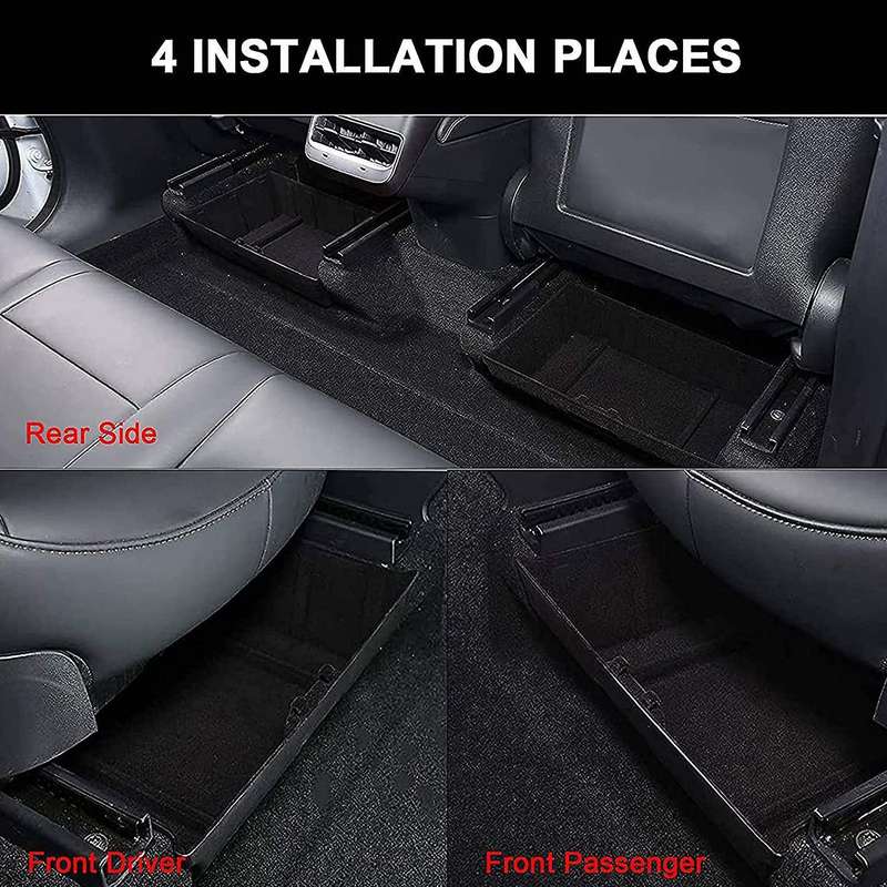 2PCS for 2021 Model Y Under Seat Storage Box High Capacity Organizer Felt Cloth Drawer Holder Car Ac