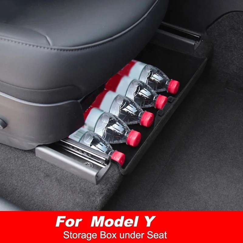 2PCS for 2021 Model Y Under Seat Storage Box High Capacity Organizer Felt Cloth Drawer Holder Car Ac