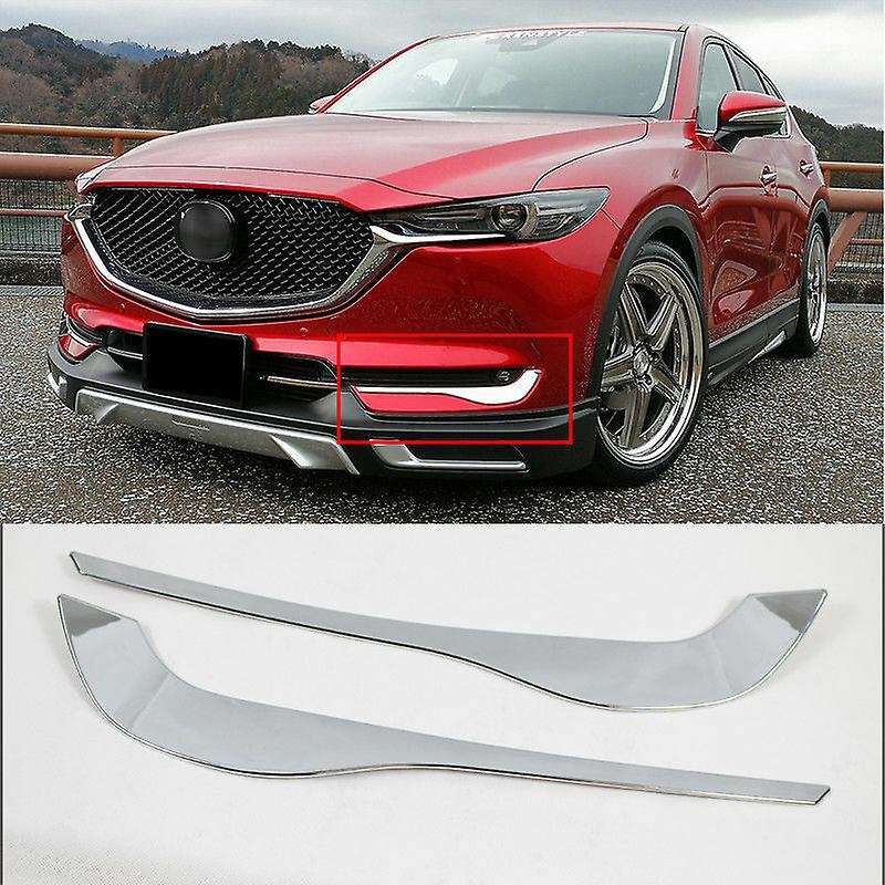 2Pcs for -5 5 2017-2020 Chrome Front Fog Light Lamp Eyebrow Eyelid Trim Cover Frame Decor