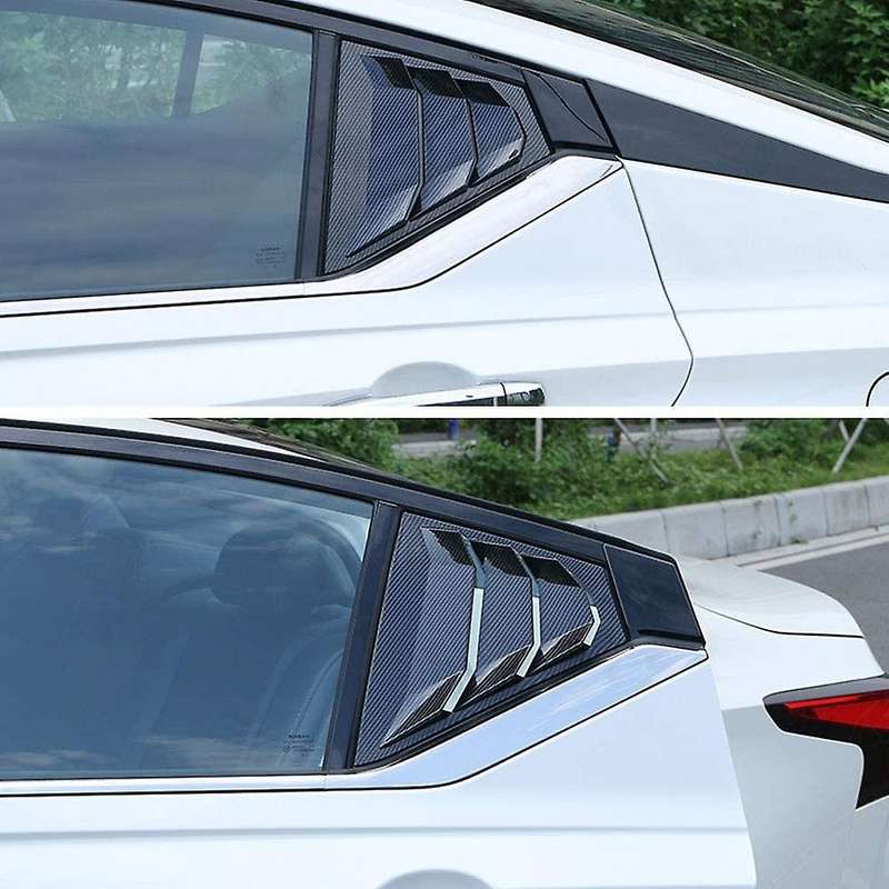 2PCS for Altima 2019-2021 Rear Side Window Louvers Scoop Shades Cover Blinds Accessories, Carbon Fib