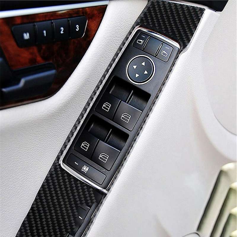 2Pcs for C-Class W204 2007-2013 Carbon Fiber Window Switch Interior Trim