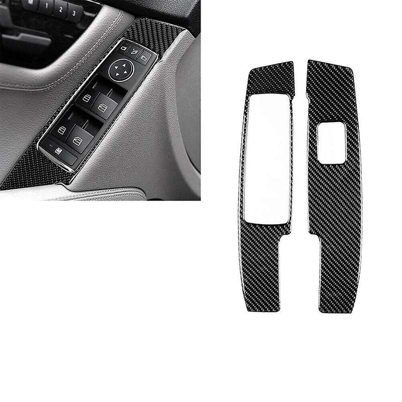 2Pcs for C-Class W204 2007-2013 Carbon Fiber Window Switch Interior Trim