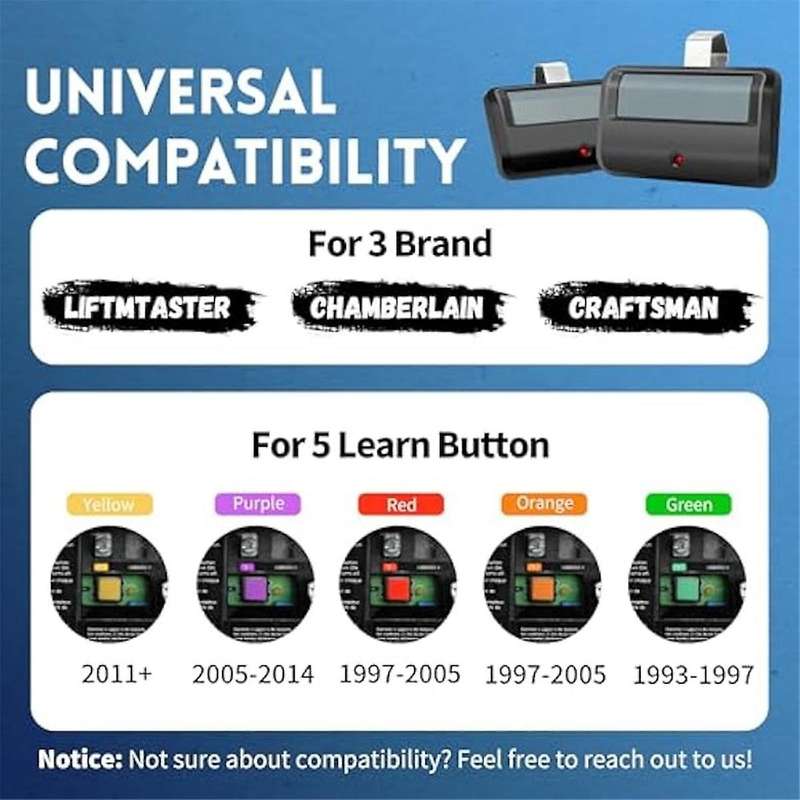 2Pcs for Garage Door Opener Remote 891LM 971LM Universal Garage Door Openers