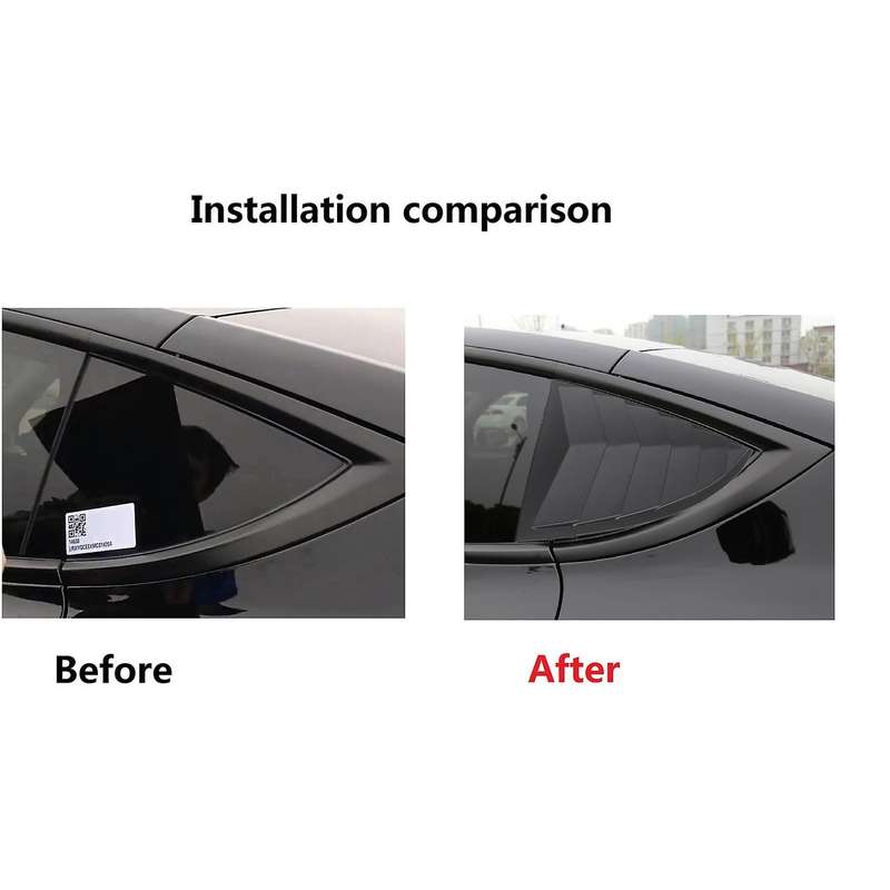 2PCS for Model Y 2021 Car Rear Side Window Louvers Scoop Shades Cover Blinds Accessories, Bright Bla