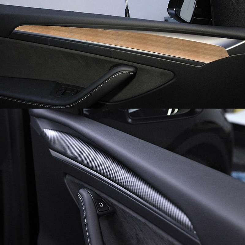 2Pcs for Model3 2021 Accessories New Car Front Door Decoration Sticker Model Y Interior Matte Abs Do