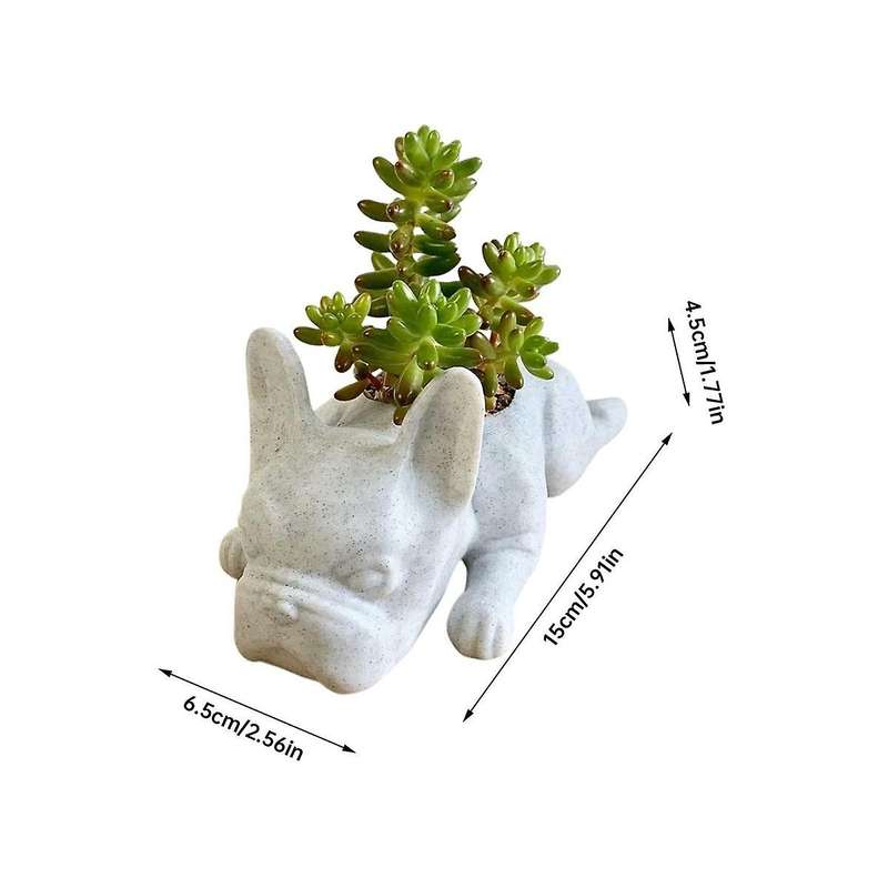 2pcs French Bulldog Shape Resin Succulent Planter Mini Puppys Plants Planter,desktop Plant Pot Dog