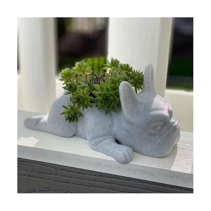 2pcs French Bulldog Shape Resin Succulent Planter Mini Puppys Plants Planter,desktop Plant Pot Dog
