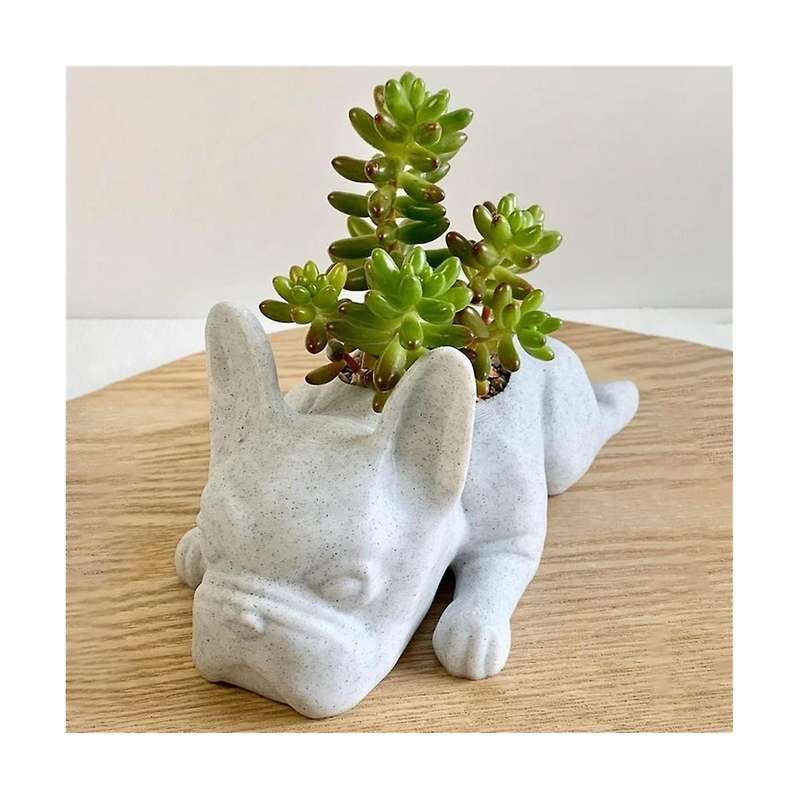 2pcs French Bulldog Shape Resin Succulent Planter Mini Puppys Plants Planter,desktop Plant Pot Dog