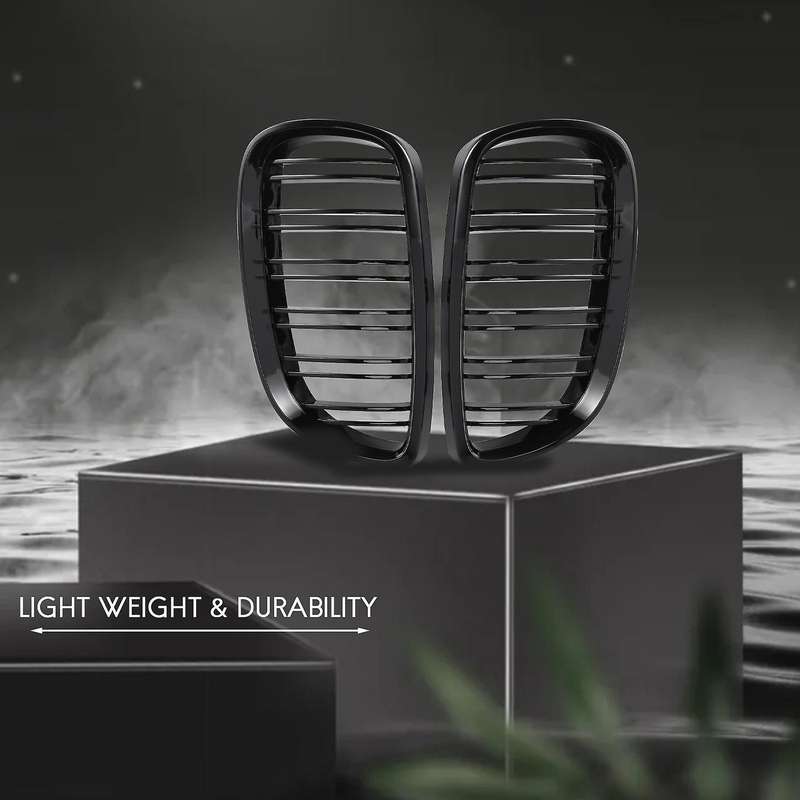 2Pcs Front Bumper Kidney Twin Fins Sport Grill Grille for 3 Series E92 E93 M3 Two Doors 2006-2009(