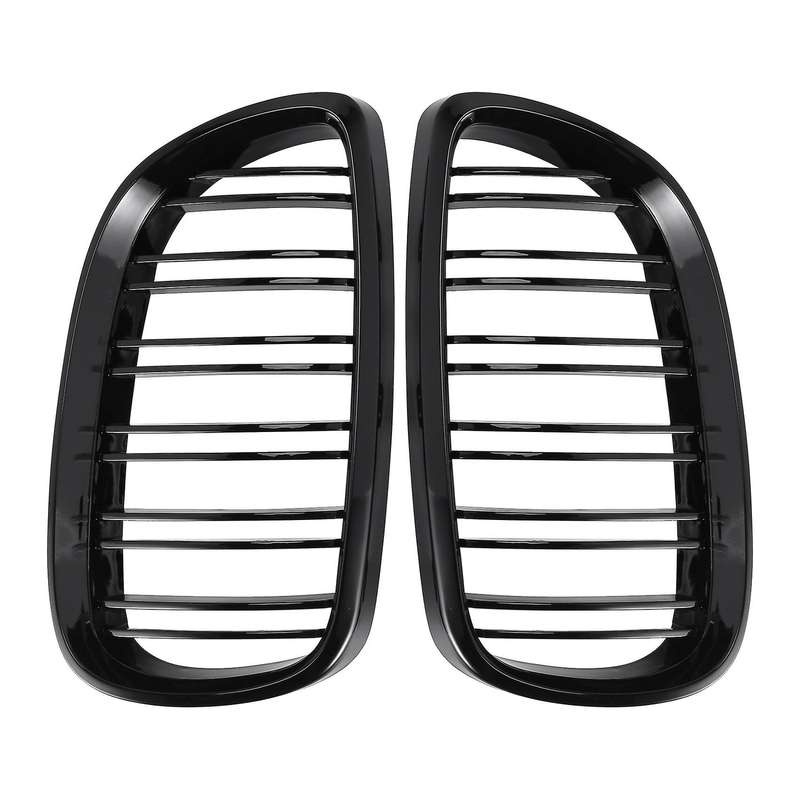 2Pcs Front Bumper Kidney Twin Fins Sport Grill Grille for 3 Series E92 E93 M3 Two Doors 2006-2009(