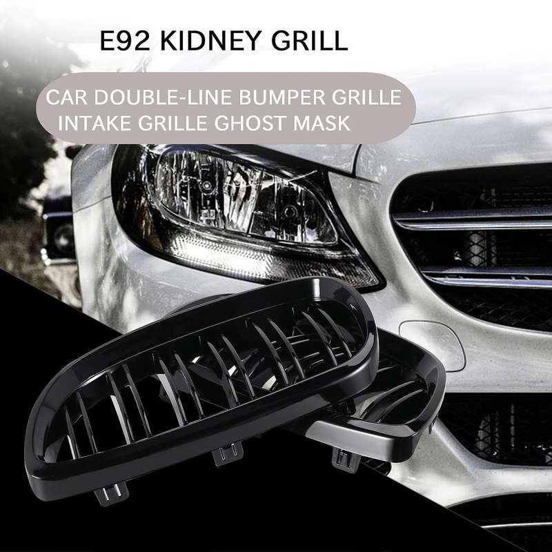 2Pcs Front Bumper Kidney Twin Fins Sport Grill Grille for 3 Series E92 E93 M3 Two Doors 2006-2009(