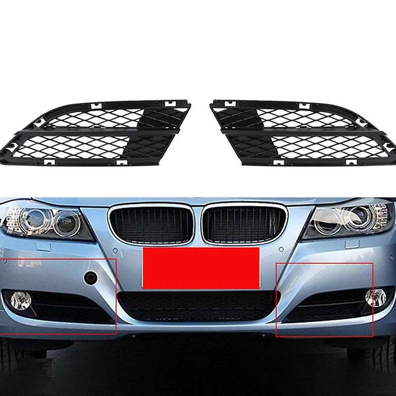 2Pcs Front Bumper Lower Fog Light Grille Mesh Grill Fit for - 335I 328I E90 E91 2008-2012 5111719890