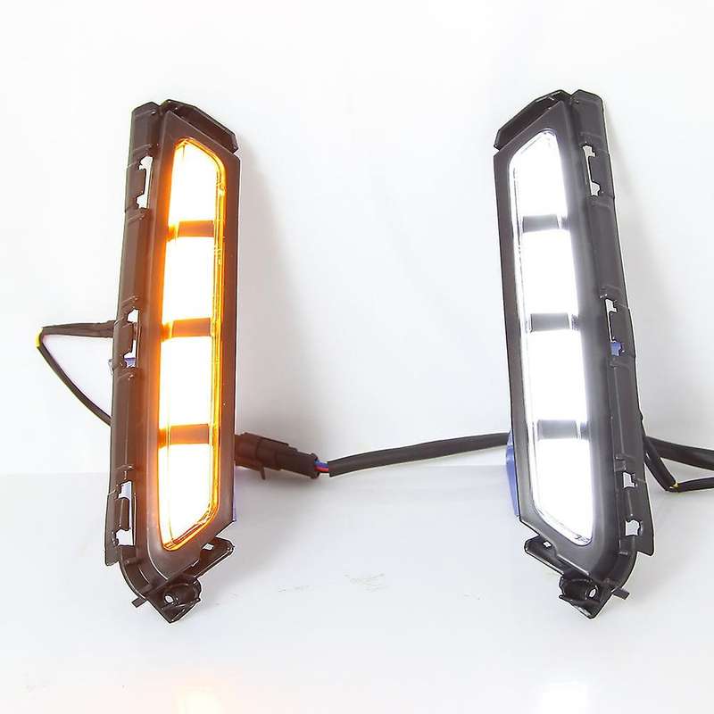 2Pcs Front Bumper LED Daytime Running Light Fog Lamp with Yellow Turn Signal Light DRL for 2019 2020