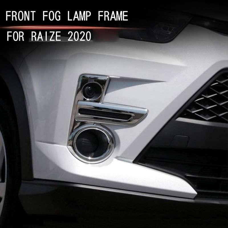 2Pcs Front Fog Lamp Frame Anti-Scratch Sheet Silver ABS for Raize 200 Series ()