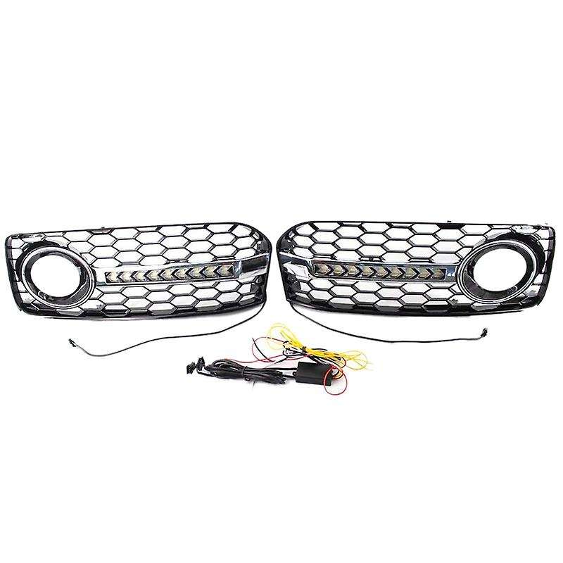 2Pcs Front Grilles Bumper Fog Light Grille Lower Side Honeycomb with DRL Grille for A5 S5 2 Door Cou