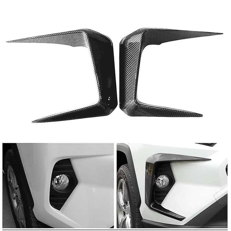 2Pcs Front Foglight Eyebrow Eyelids Cover Trim Fog Light Lamp Protector for Carbon fiber pattern