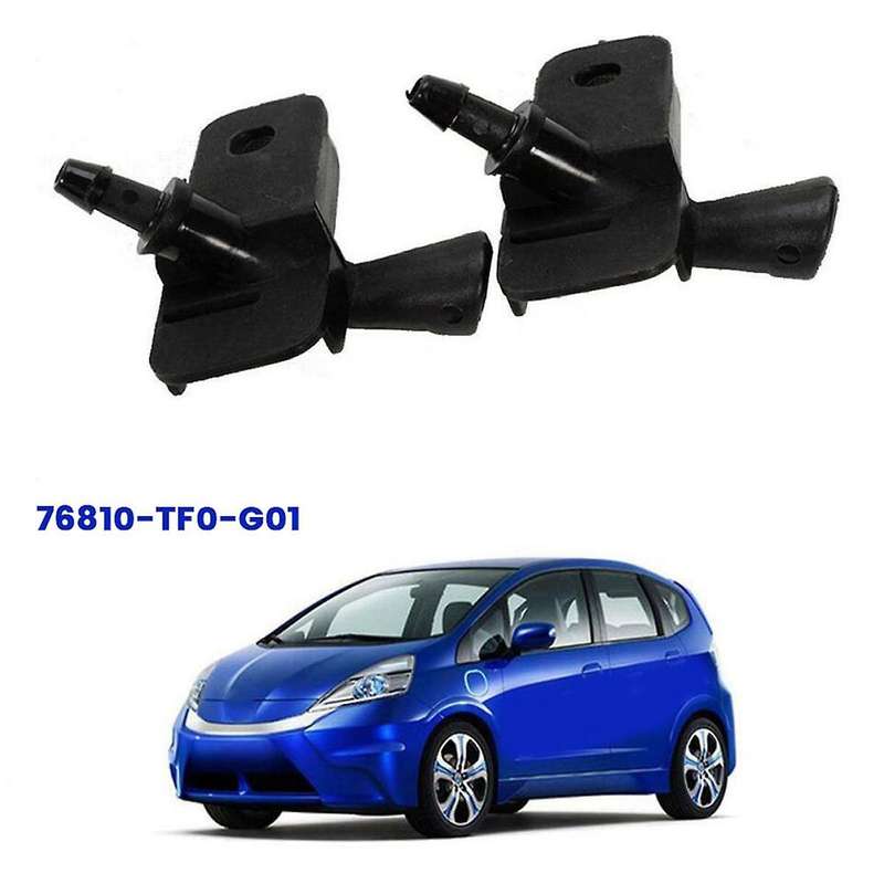 2Pcs Front Windscreen Washer Nozzle 76810-TF0-G01 for GE8 Jazz Fit 2008-2013 Hood Windscreen Washer