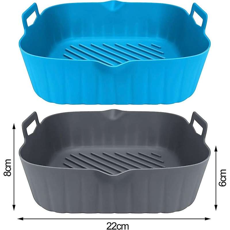 2Pcs Fryer Silicone Liner Pot Reusable Fryer Basket Heat Resistant Non-Stick Fryer Liners Mats Bowl