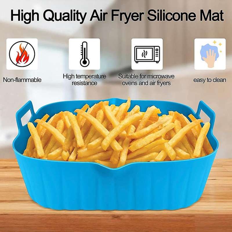2Pcs Fryer Silicone Liner Pot Reusable Fryer Basket Heat Resistant Non-Stick Fryer Liners Mats Bowl