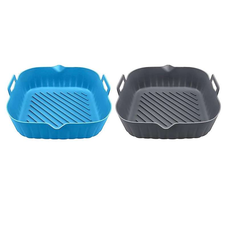 2Pcs Fryer Silicone Liner Pot Reusable Fryer Basket Heat Resistant Non-Stick Fryer Liners Mats Bowl