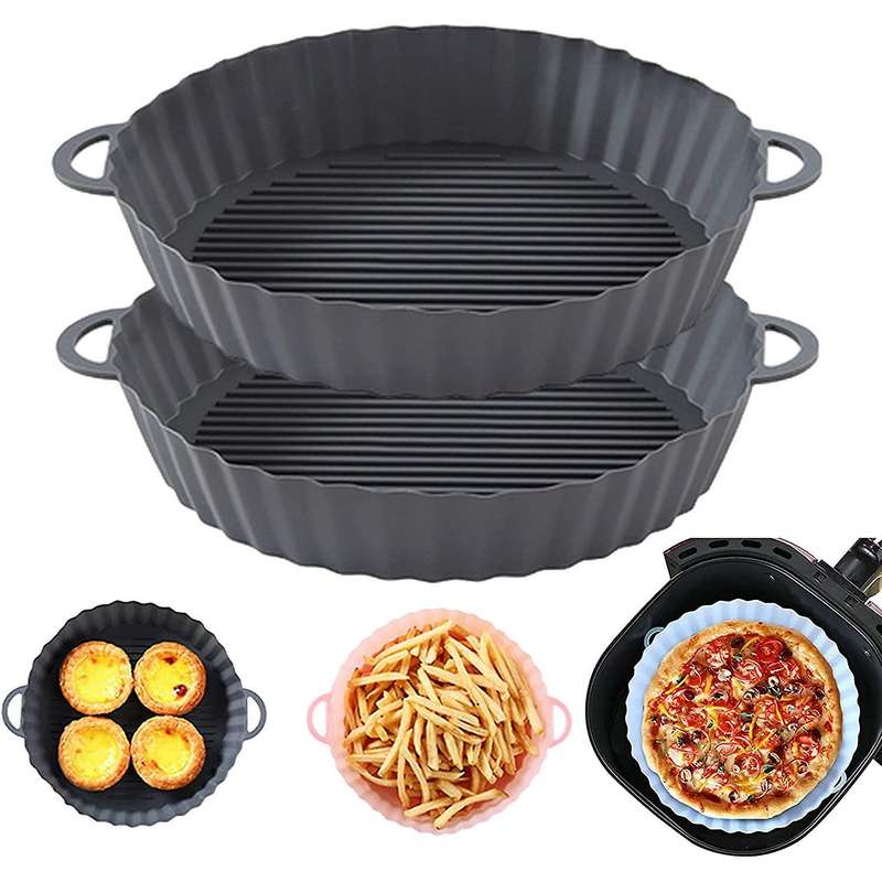 2pcs Fryer Silicone Pot, Round Fryer Replacement Basket, Heat Resistant Non-stick Mats for Oven (8.3