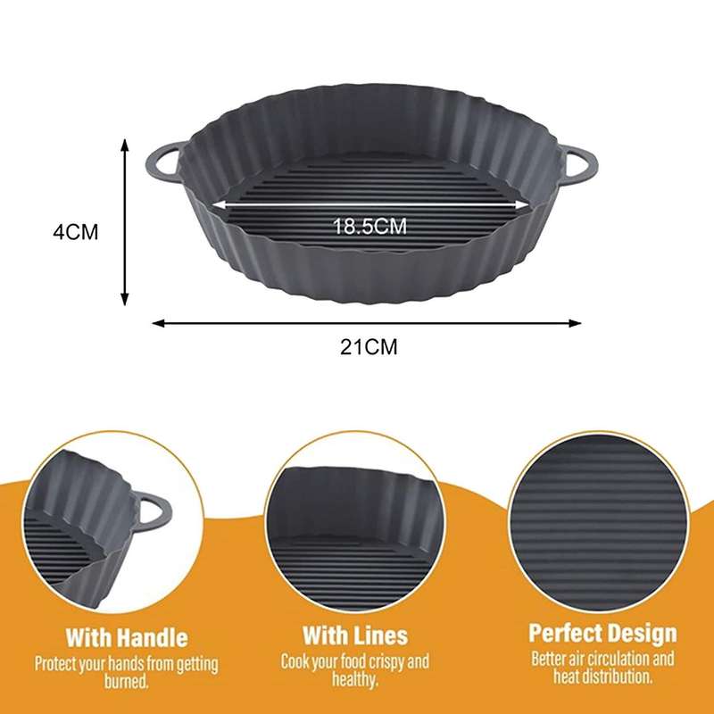 2pcs Fryer Silicone Pot, Round Fryer Replacement Basket, Heat Resistant Non-stick Mats for Oven (8.3