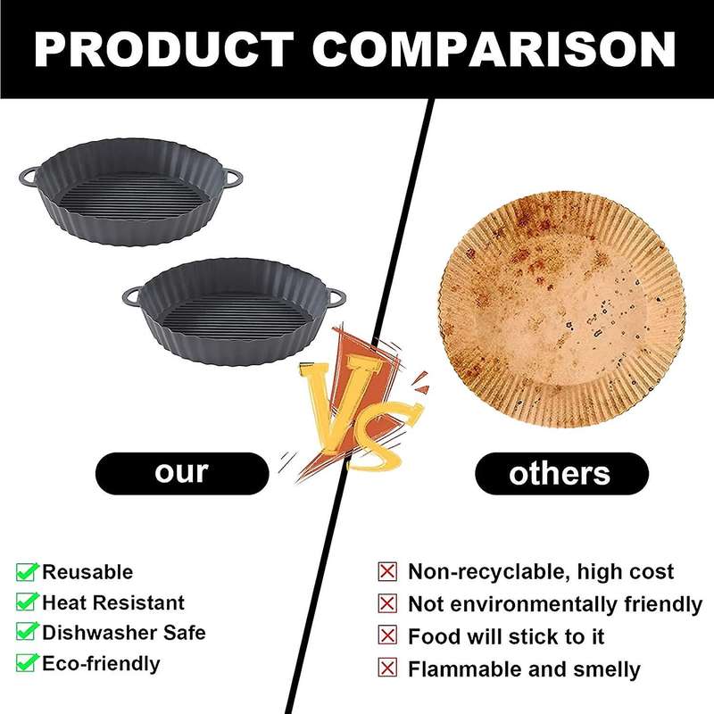 2pcs Fryer Silicone Pot, Round Fryer Replacement Basket, Heat Resistant Non-stick Mats for Oven (8.3