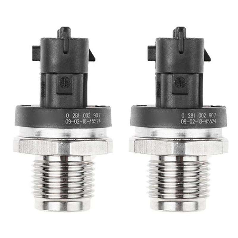2Pcs Fuel Rail Pressure Sensor Regulator for 2002-2007 6.7L -Crude Oil 0281006325
