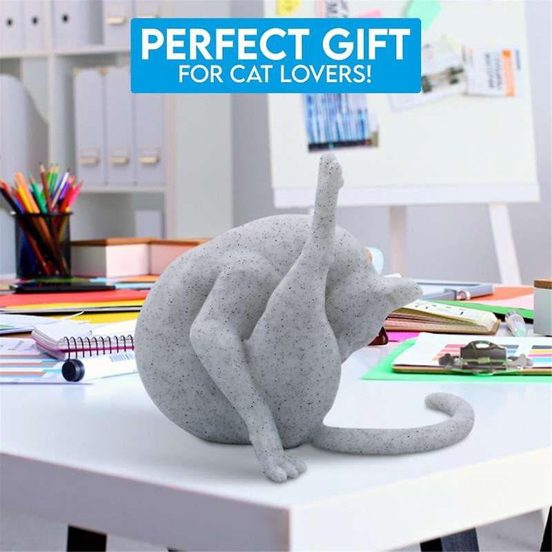 2pcs Funny Cat Figurine No Cat Sculpture Resin Animals Statue Home Decor Unique Craft Decorative Orn