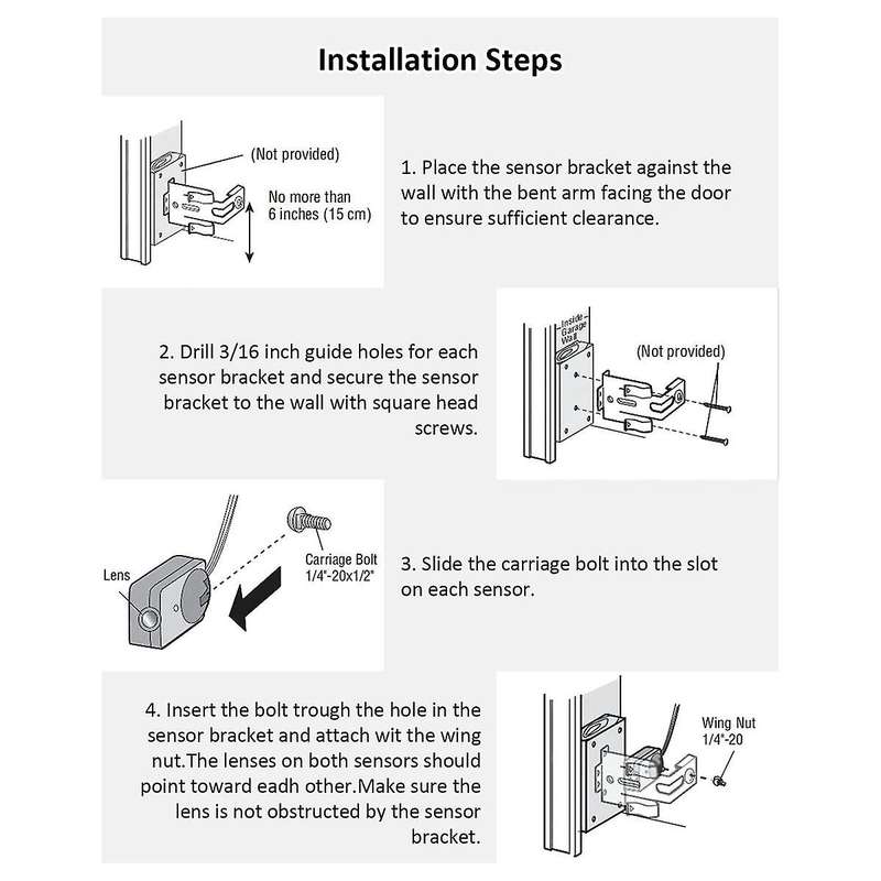 2Pcs Garage Door Opener Safety Sensor Beam Eyes Fit for Sears with Brackets