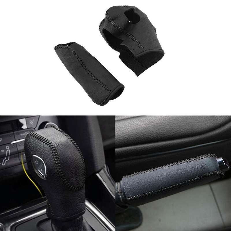 2PCS Gear Head Shift Knob Case Cover Handbrake Cover Compatible Compatibled