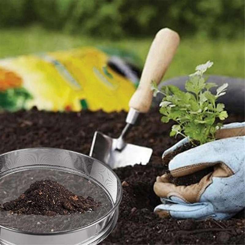 2PCS Gardening Sand Soil Compost Sifter with 30cm Diameter Stainless Steel Mesh Garden Soil Sieve