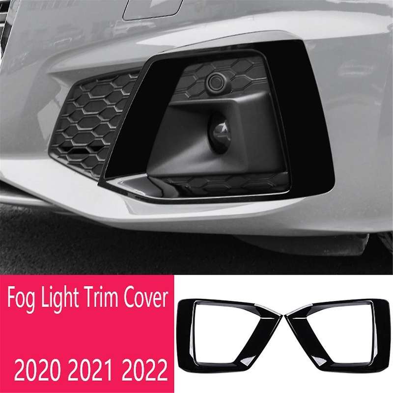 2pcs Gloss Black Car Front Bumper Fog Light Lamp Black Trim Cover Frame Lid Cap Hood for A5 S5 2020