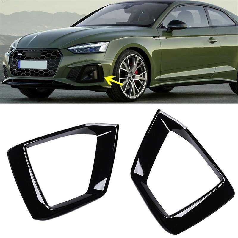 2pcs Gloss Black Car Front Bumper Fog Light Lamp Black Trim Cover Frame Lid Cap Hood for A5 S5 2020