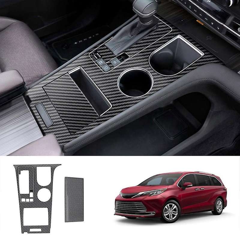 2Pcs Gear Shift Panel Trim Decorative Strip Carbon Fiber Pattern for Sienna 2021