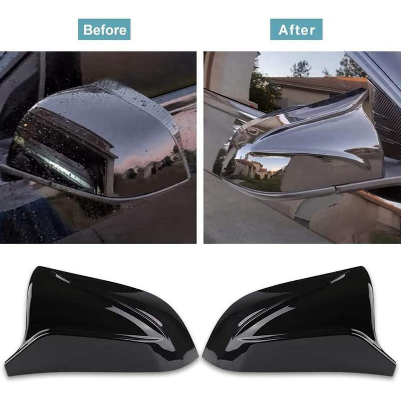 2Pcs Glossy Black Car Side Rear View Mirror Cover Direct Replacement Cap for 2017-2020