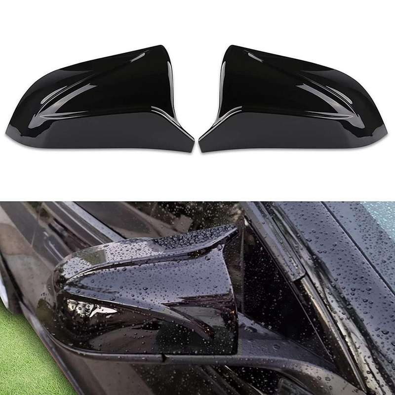 2Pcs Glossy Black Car Side Rear View Mirror Cover Direct Replacement Cap for 2017-2020
