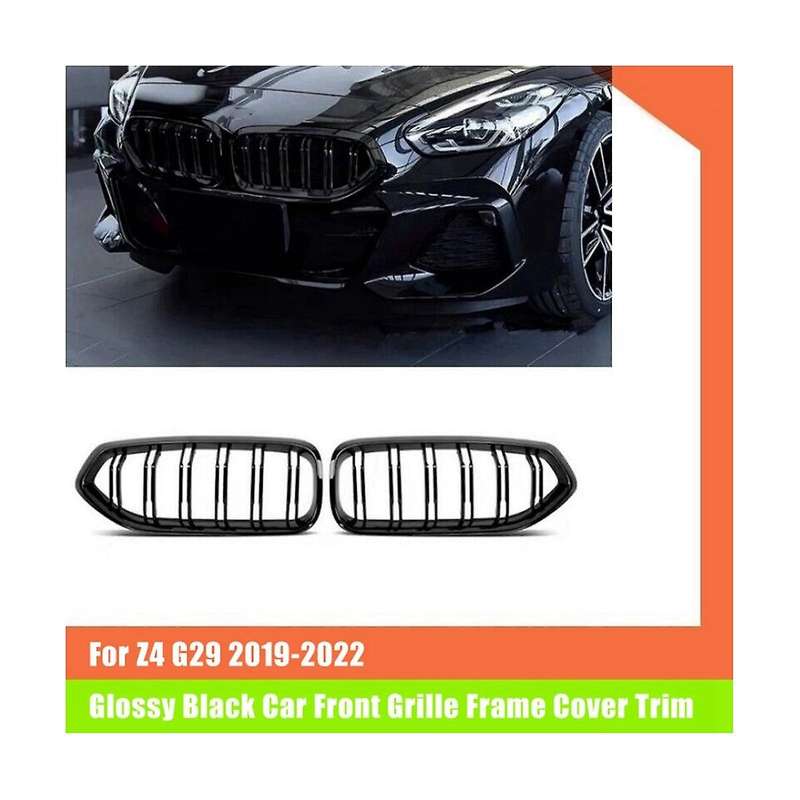 2pcs Glossy Black Car Front Grille Grill Frame Cover Trim for Z4 G29 2019-2022