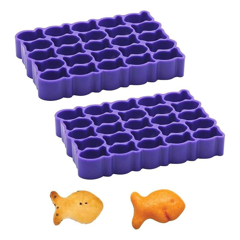 2PCS Gold Fish Cracker Cutter, 25-Cavity Mini Goldfish Cookie Cutters, Gold Fish Cutter for Crackers