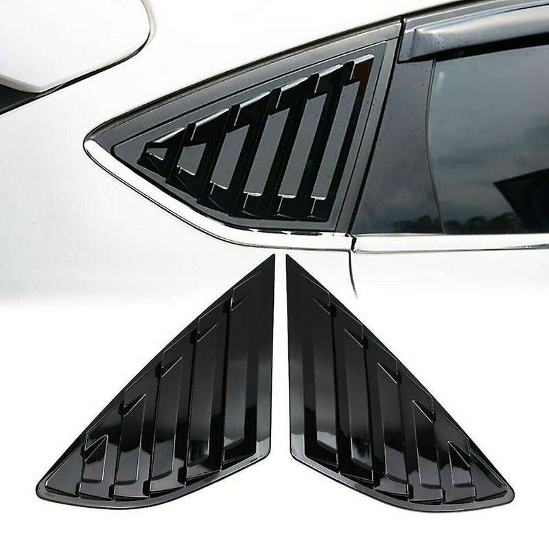 2Pcs Gloss Black Quarter Louver Cover Vent Side Window for Mondeo 2013-2018