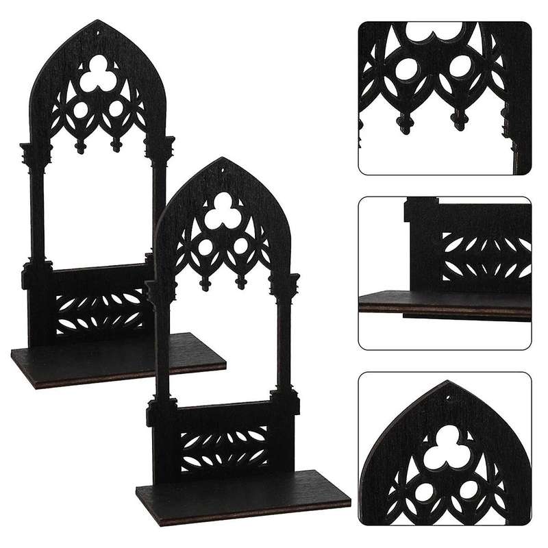 2Pcs Gothic Arch Architectural Candle Holder Wrought Iron Home Decoration Candle Holder